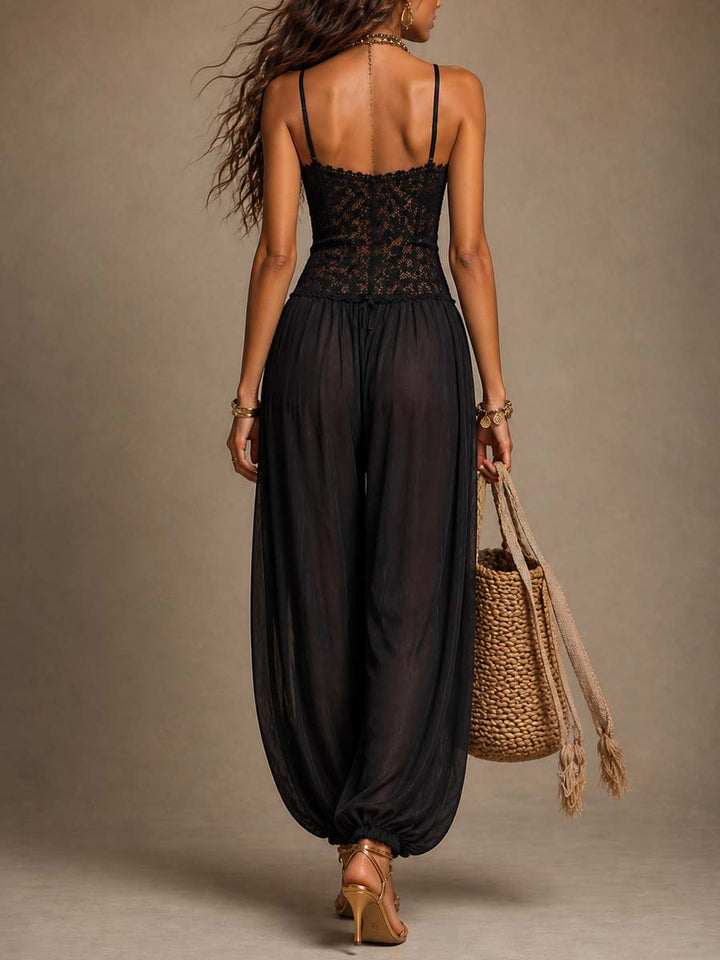 Laia™ | Flowing Lace Halter Jumpsuit