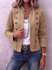 Kalinda™ | Stand Collar Double-Breasted Cropped Jacket