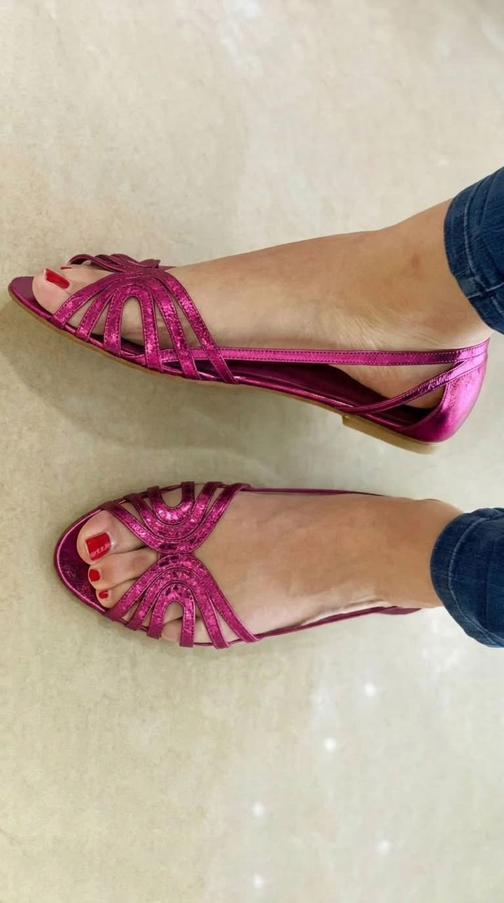 Thea™ | Women's Metallic Peep-Toe Cut-Out Sandals