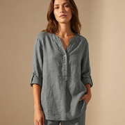 RAVENNA – Women's Oversized Blouse with a V-neck and Buttons
