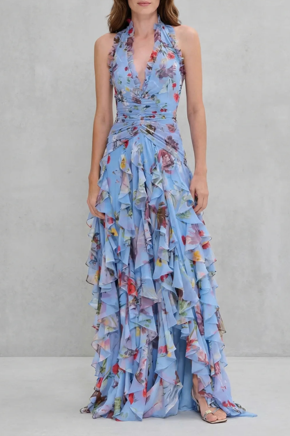 Belladina™ | Women's Halter Floral Maxi Dress