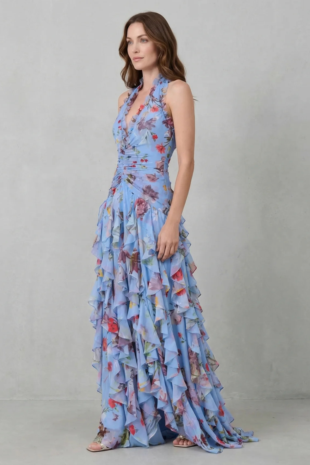 Belladina™ | Women's Halter Floral Maxi Dress