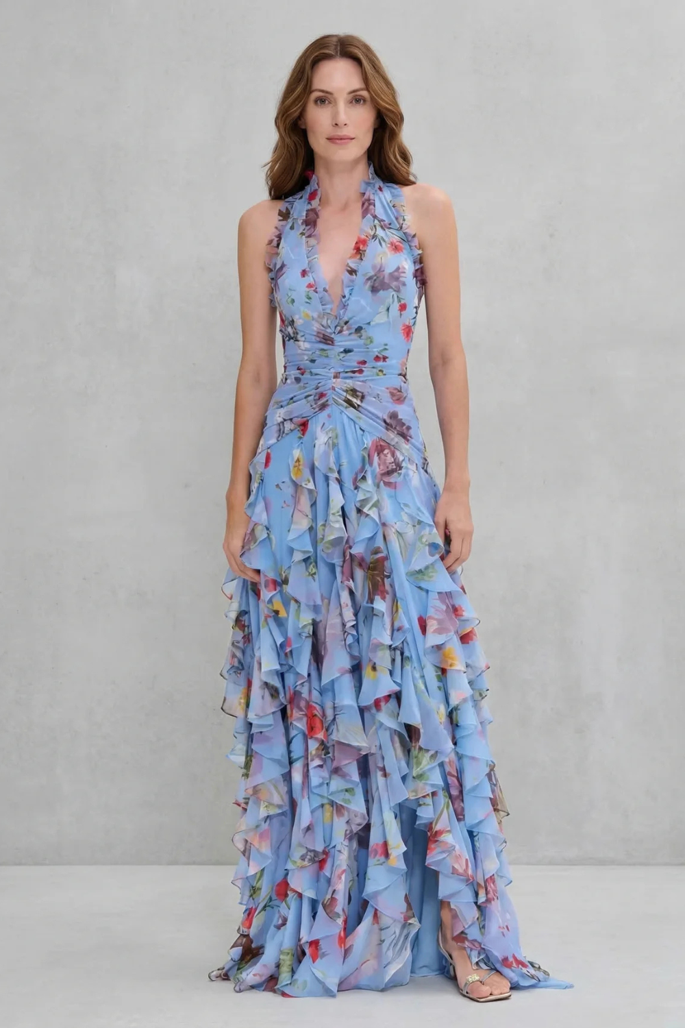 Belladina™ | Women's Halter Floral Maxi Dress