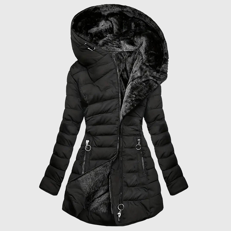 Marlowyn Plush-Lined Hooded Long Puffer Coat