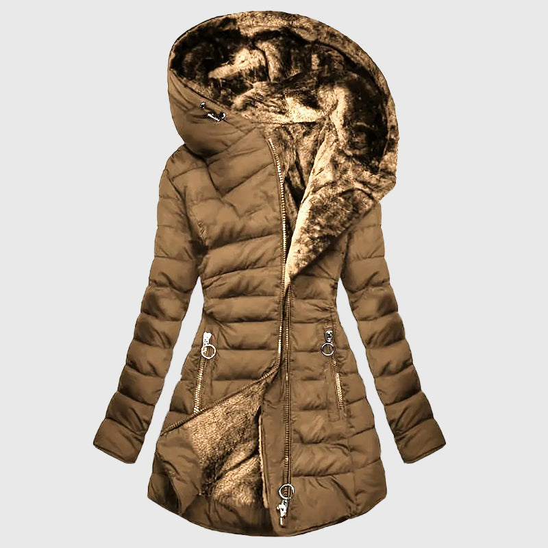Marlowyn Plush-Lined Hooded Long Puffer Coat