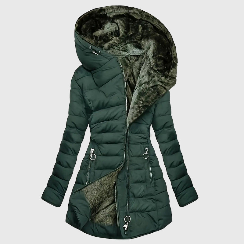 Marlowyn Plush-Lined Hooded Long Puffer Coat