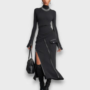 Ravella – Zip-Detail Midi Dress