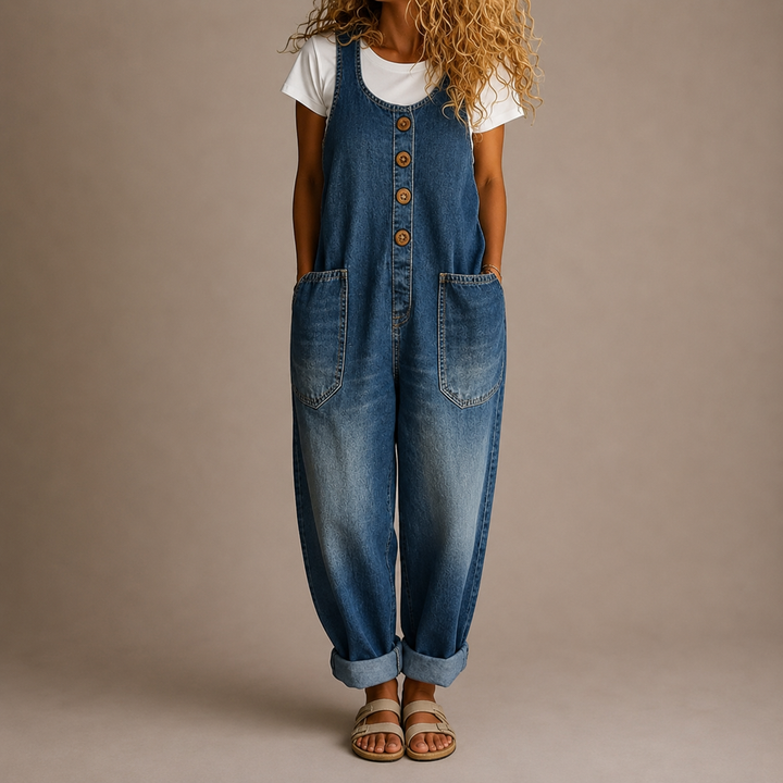 Nancy | Vintage Washed Cotton Denim Overalls