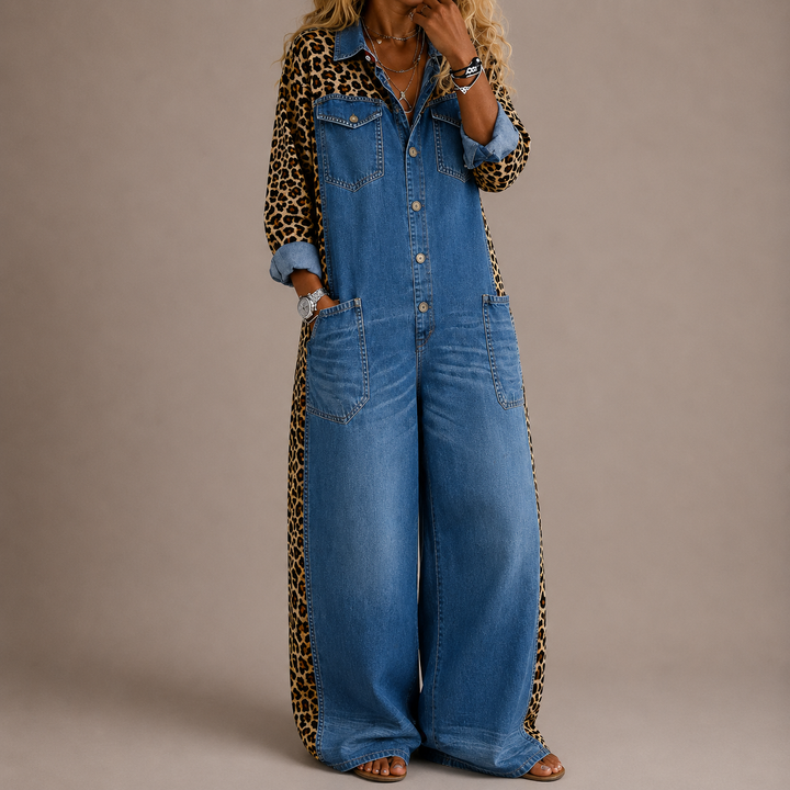 Amanda | One Piece Denim Shirt Jumpsuit