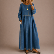 Melissa | Round Neck Long Sleeve Denim Dress