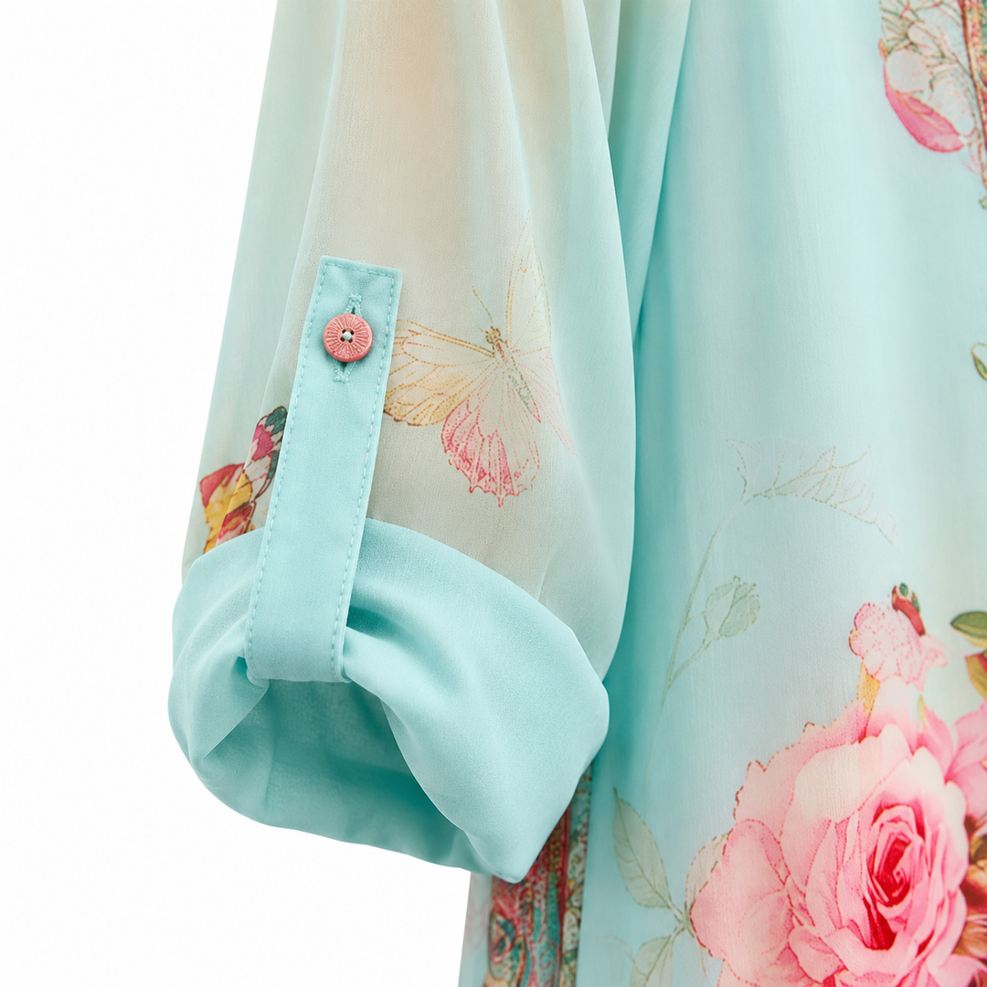 Baroque Floral Chiffon Maxi Dress