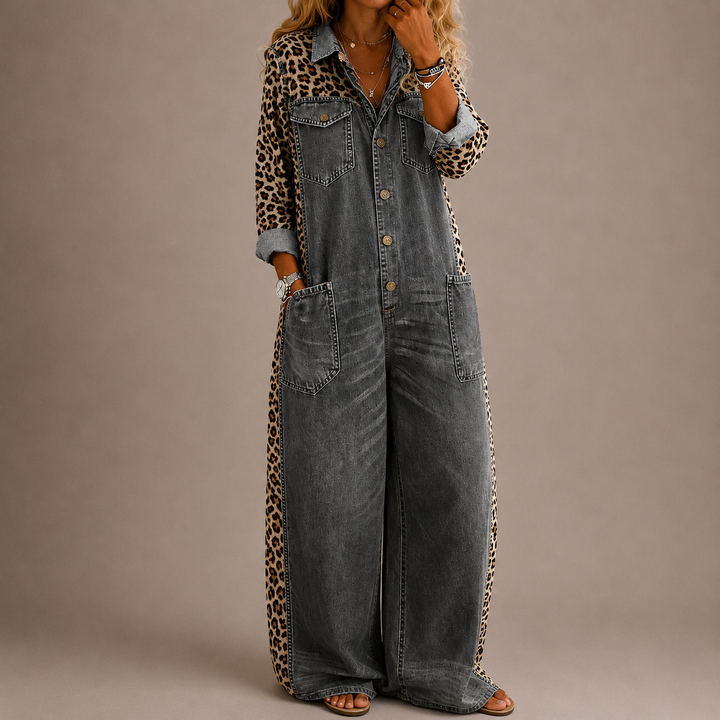 Amanda | One Piece Denim Shirt Jumpsuit