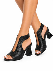 Graciela™ | Elegant Braided Sandal with Geometric Heel