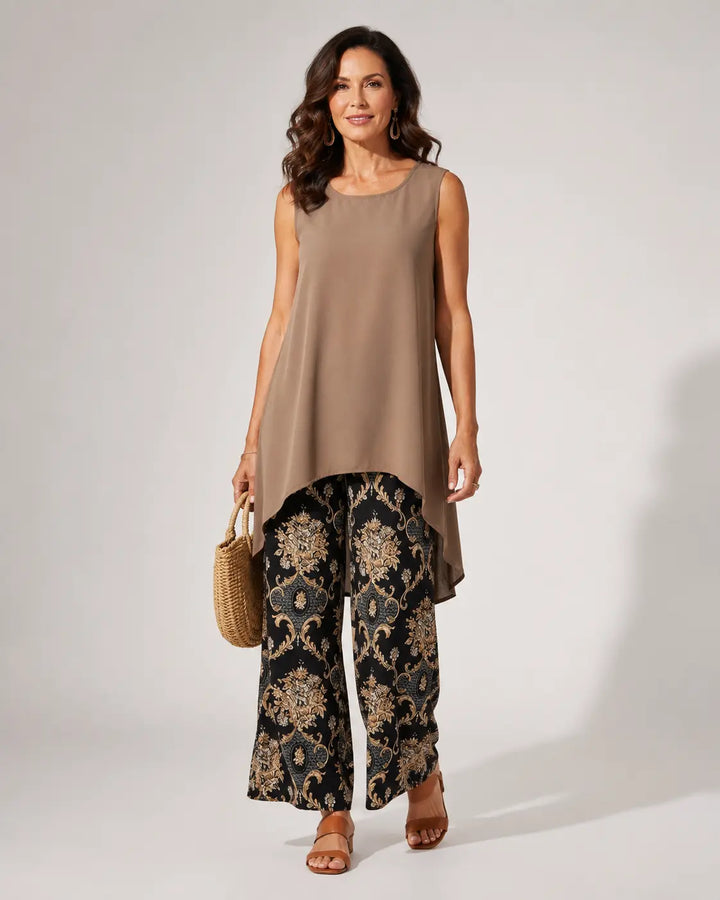 Tránsito™ | Women's Boho Tunic &amp; Wide-Leg Pants Two-Piece Set