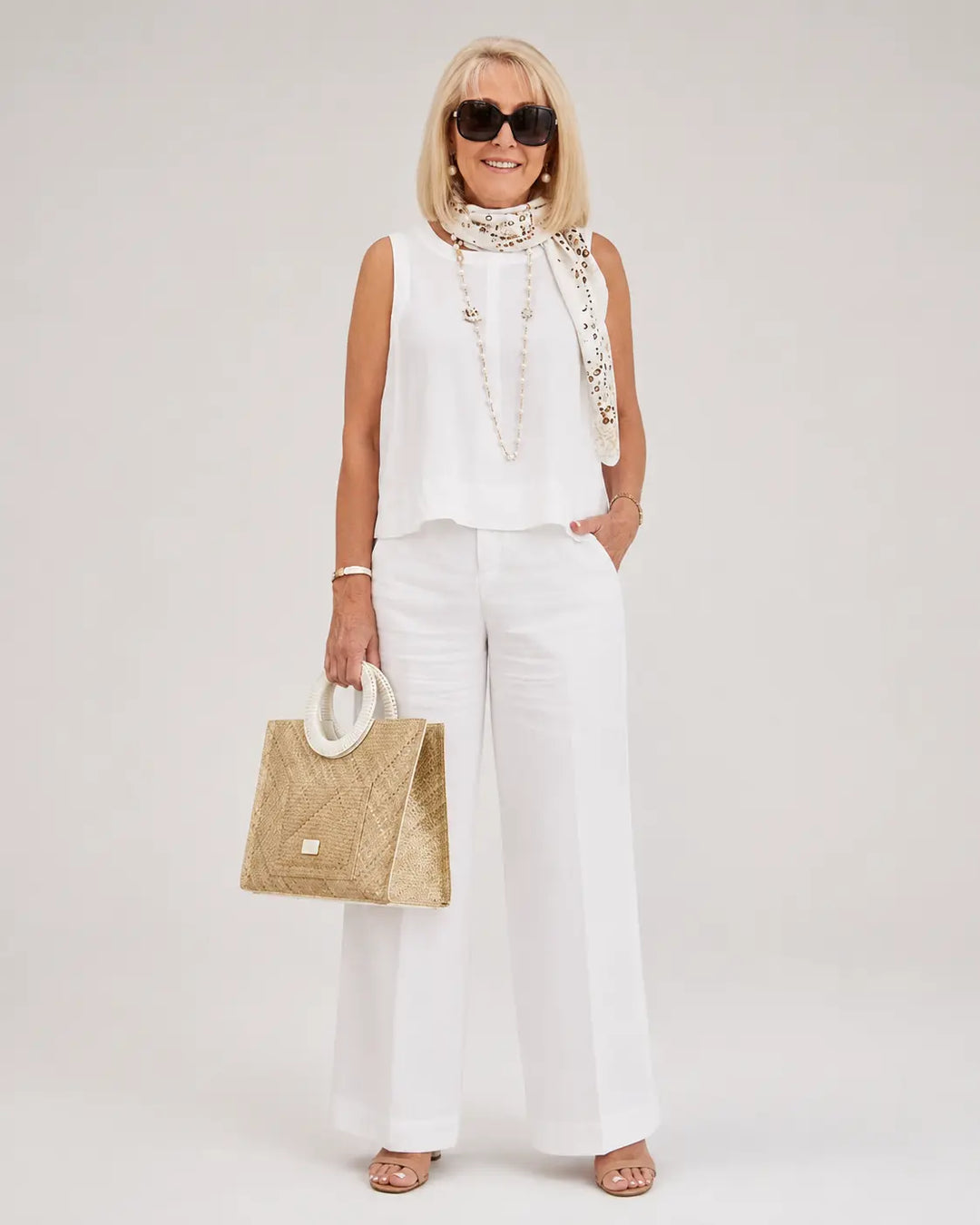 Trinidad™ | Women's Lace Detail Blouse &amp; Wide-Leg Pants Two-Piece Set