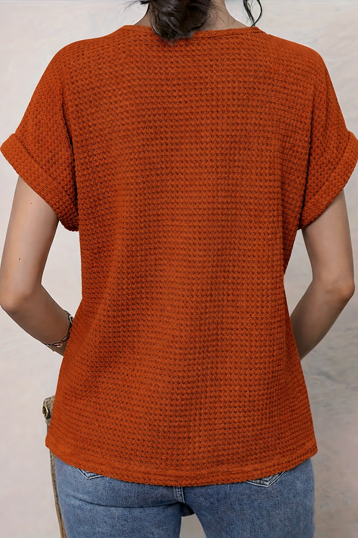 Ariana - Top with Round Neck and Lace Trim
