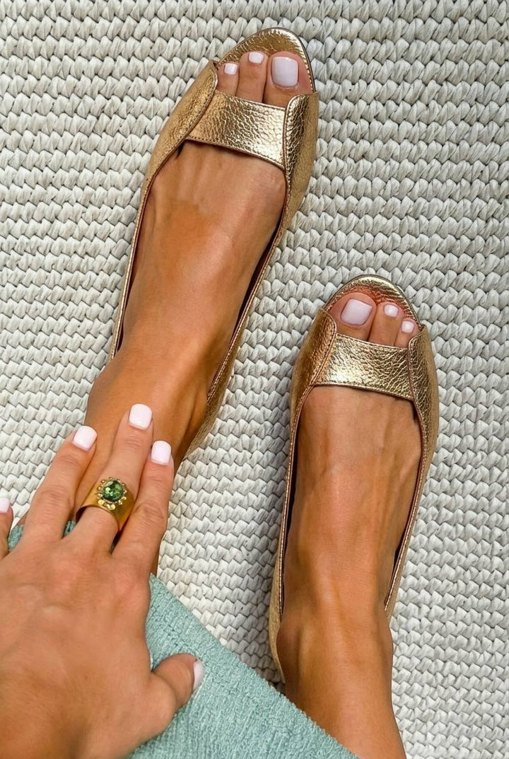 Olivia™ | Women's Metallic Open-Toe Flats