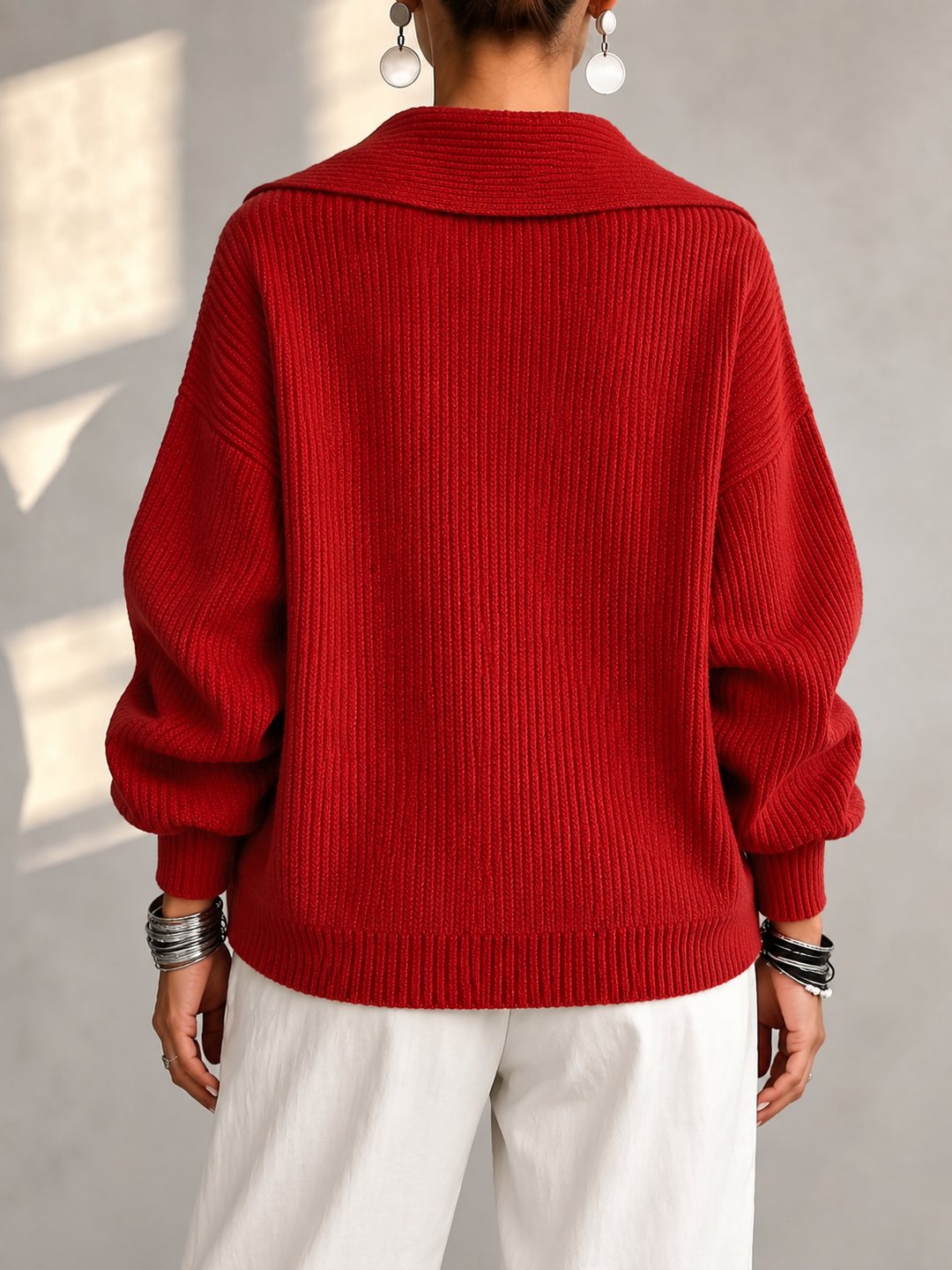 Josiane™ | Wide Collar Two-Way Zip Sweater
