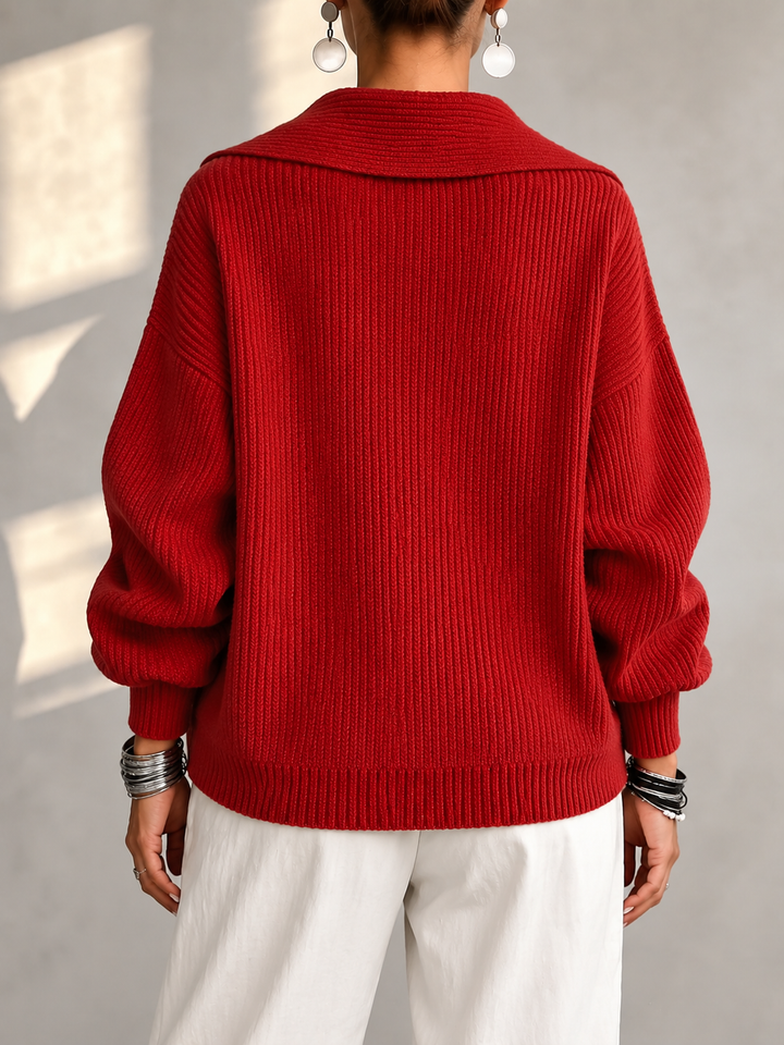 Josiane™ | Wide Collar Two-Way Zip Sweater
