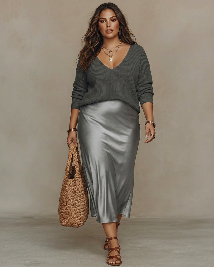 Alessia – Elegant Satin Midi Dress