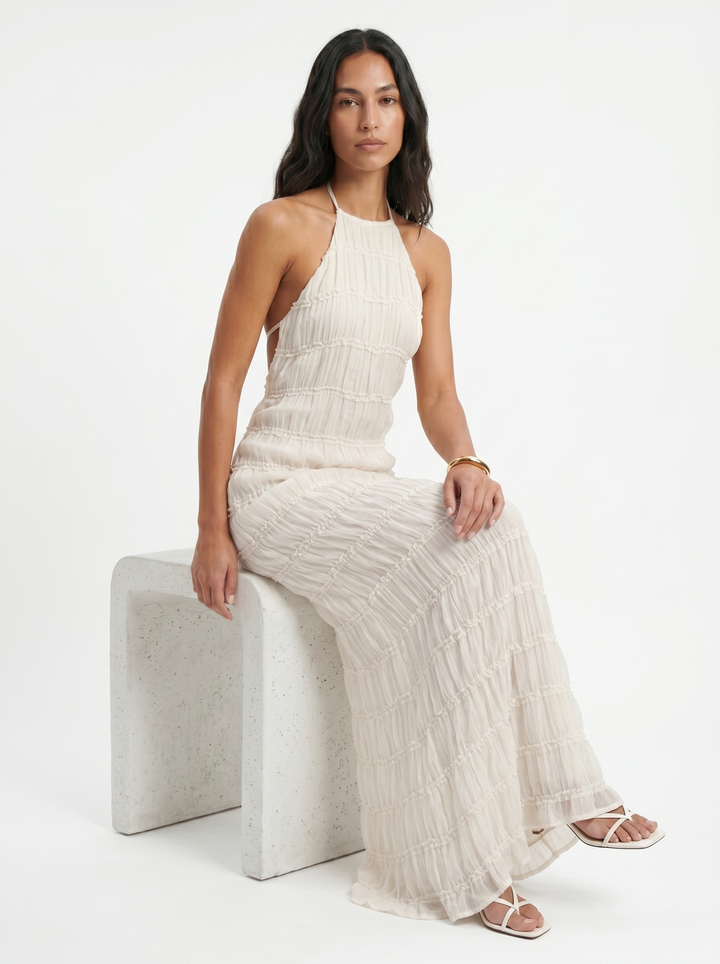 Angela™ | Women's Halter Tiered Maxi Dress