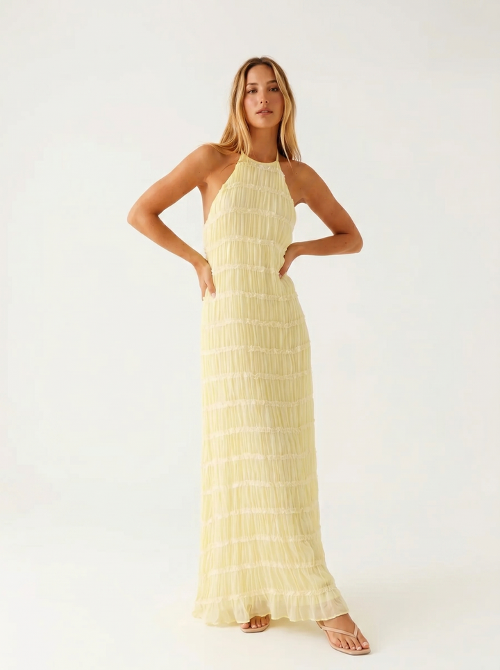Angela™ | Women's Halter Tiered Maxi Dress