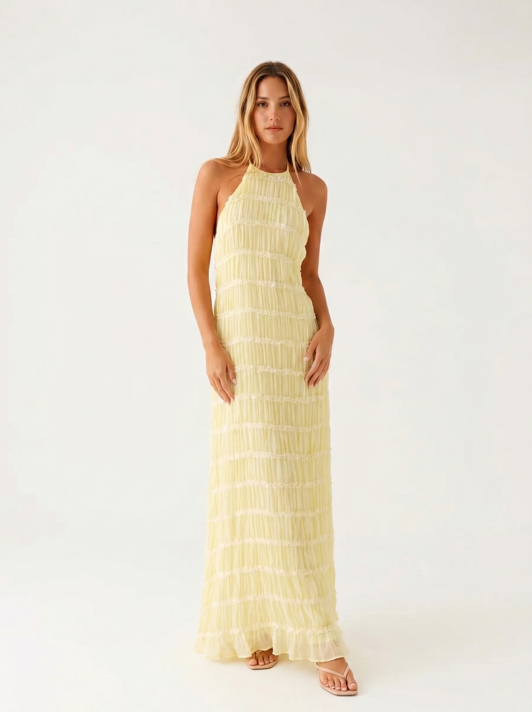 Angela™ | Women's Halter Tiered Maxi Dress