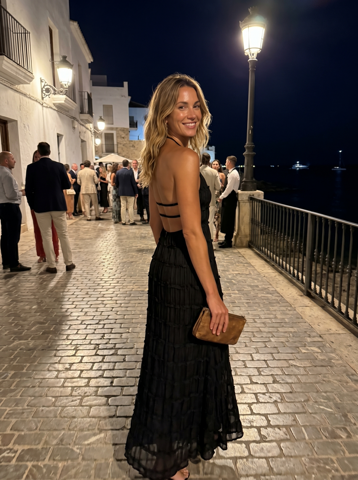 Angela™ | Women's Halter Tiered Maxi Dress