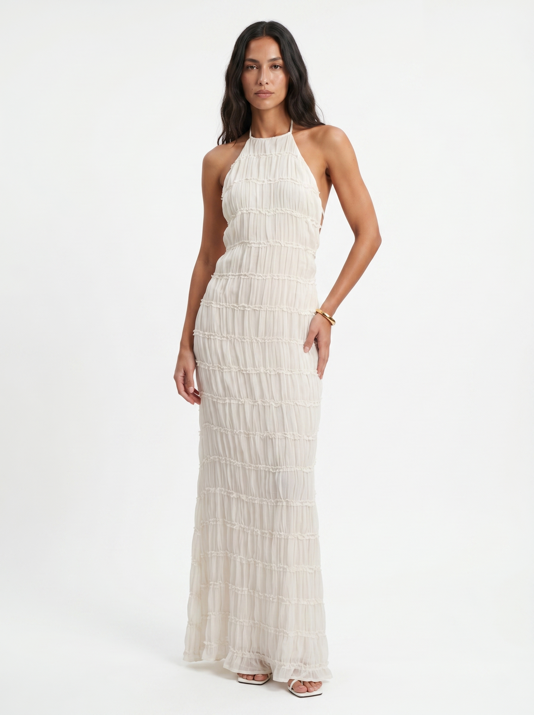 Angela™ | Women's Halter Tiered Maxi Dress