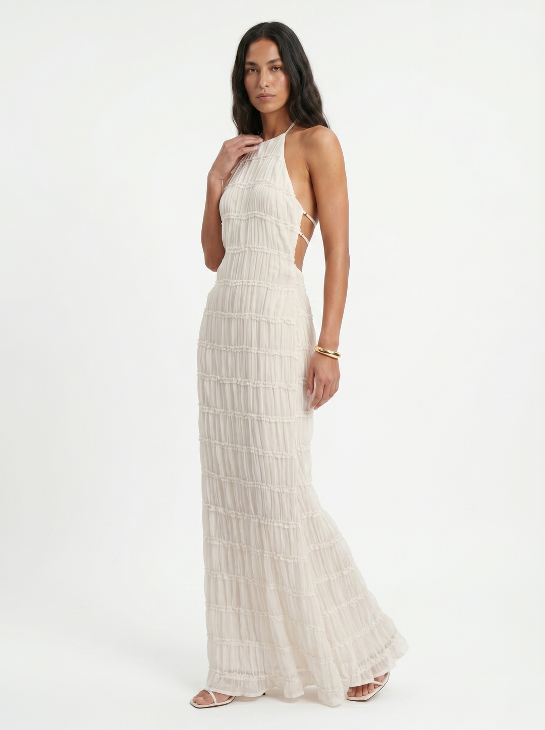 Angela™ | Women's Halter Tiered Maxi Dress