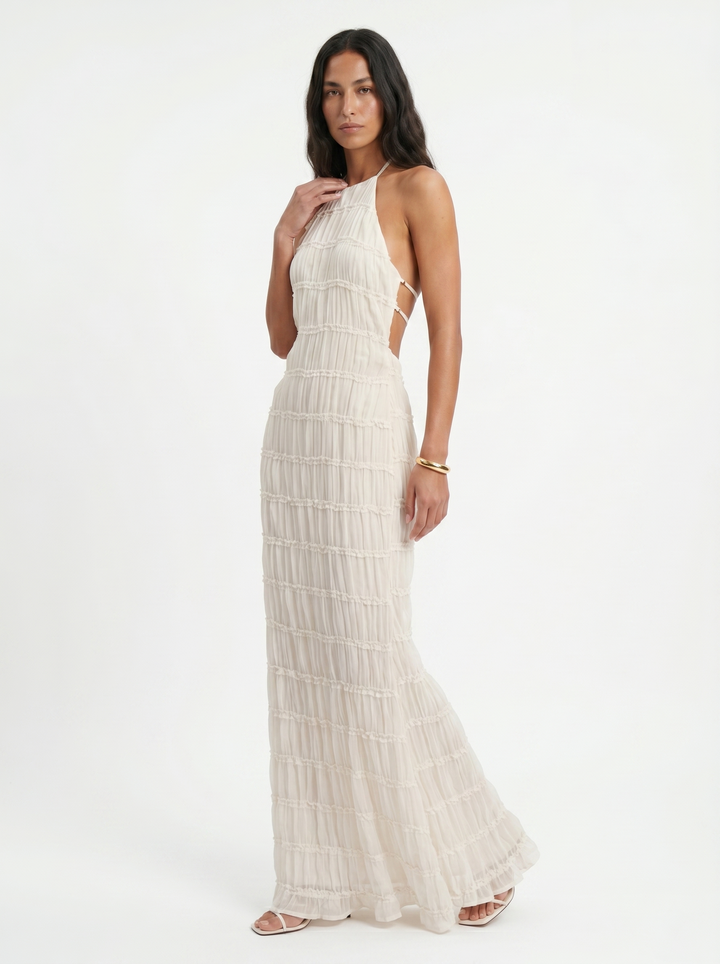 Angela™ | Women's Halter Tiered Maxi Dress