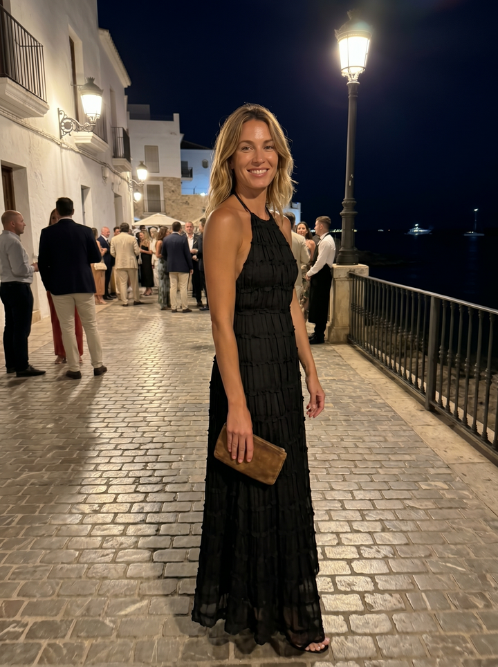 Angela™ | Women's Halter Tiered Maxi Dress