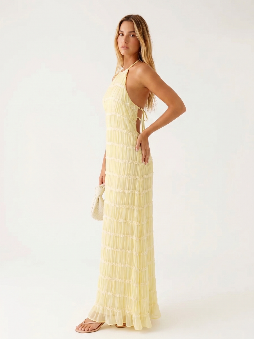 Angela™ | Women's Halter Tiered Maxi Dress