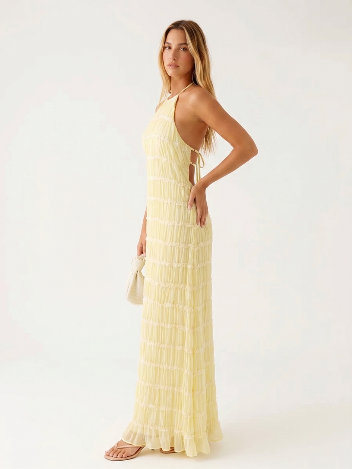 Angela™ | Women's Halter Tiered Maxi Dress