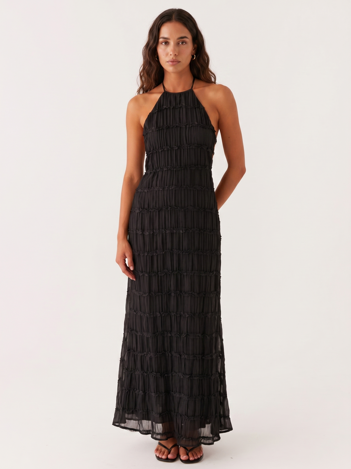 Angela™ | Women's Halter Tiered Maxi Dress