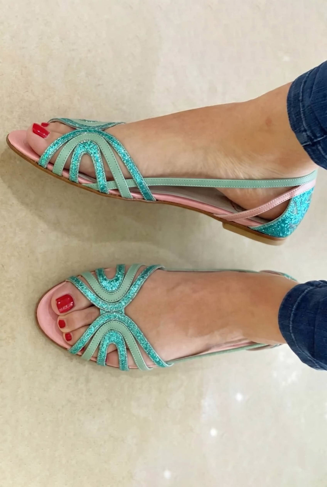 Thea™ | Women's Metallic Peep-Toe Cut-Out Sandals