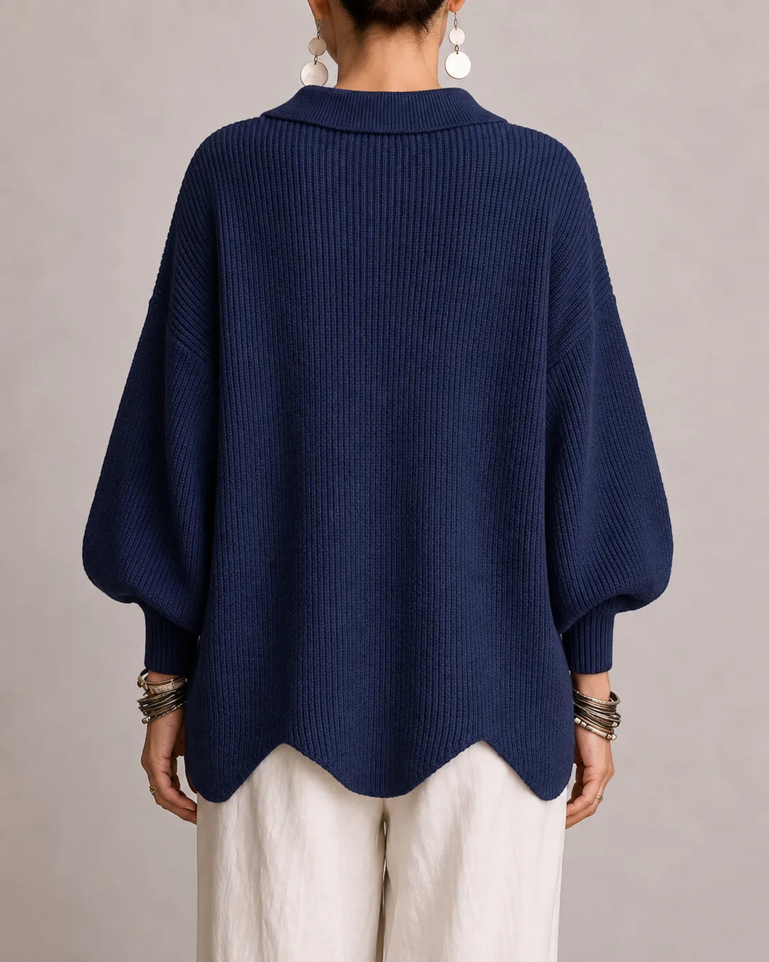 The Elara | Oversized Button Knit Cardigan – Navy