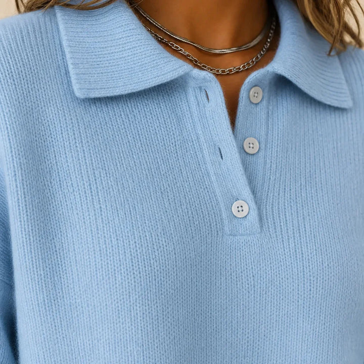 Vicky | Classic Button Sweater – Light Blue