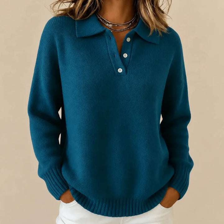 Vicky | Classic Button Sweater – Navy