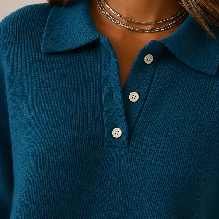 Vicky | Classic Button Sweater – Navy