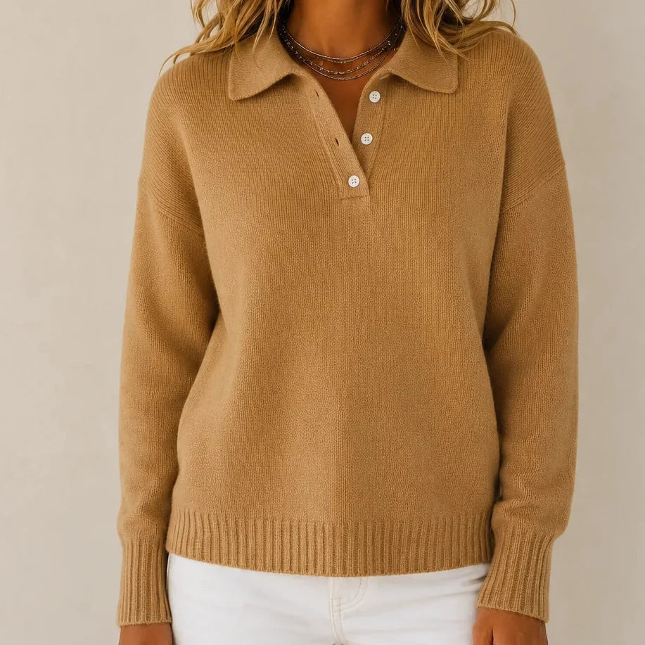 Vicky | Classic Button Sweater – Khaki