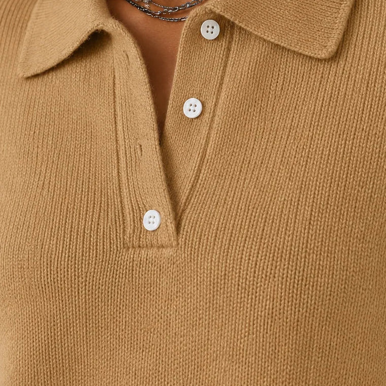 Vicky | Classic Button Sweater – Khaki