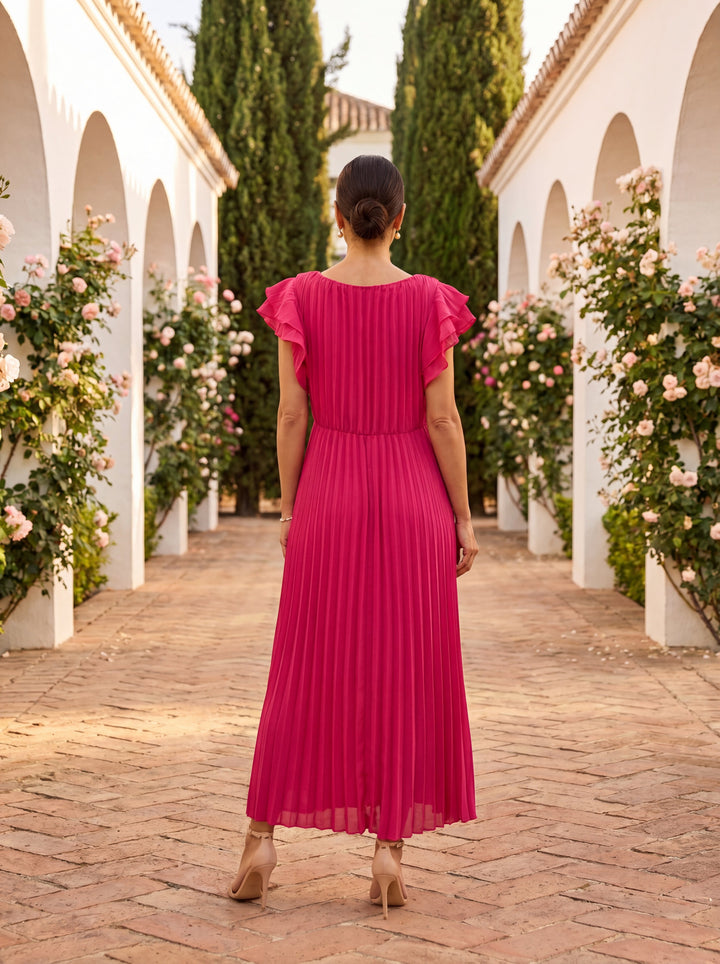 Seraphina™ | Women's Pleated Maxi Dress with Tie Waist