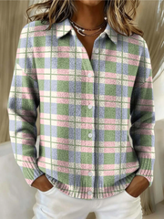Margot™ | Women's Pastel Plaid Button Cardigan