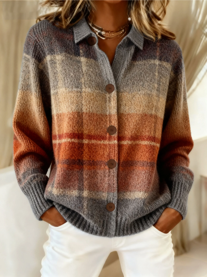 Edith™ | Autumn Ombre Plaid Cardigan