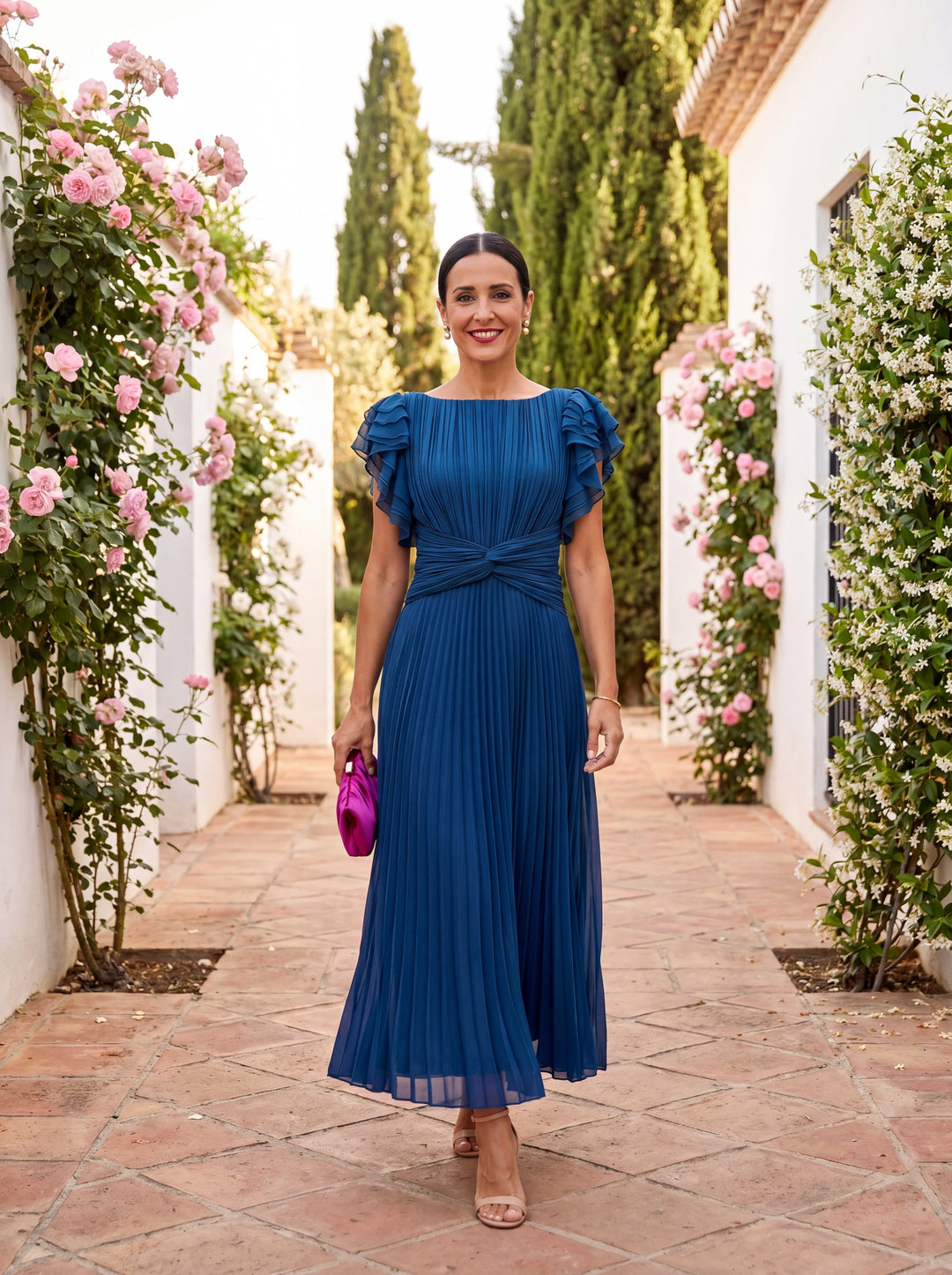 Seraphina™ | Women's Pleated Maxi Dress with Tie Waist