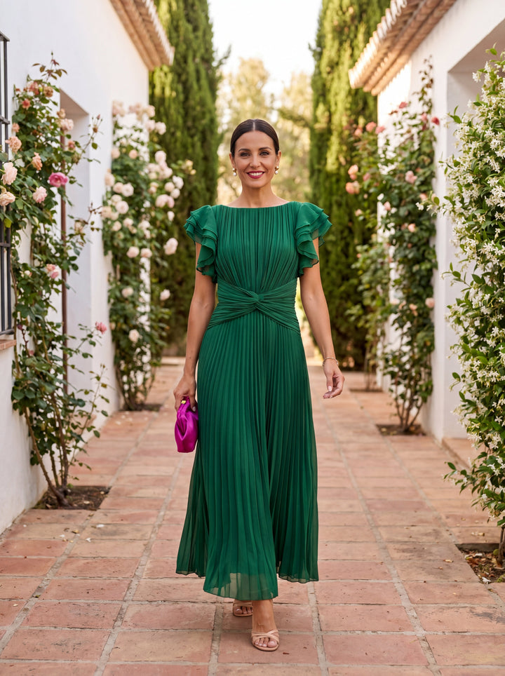 Seraphina™ | Women's Pleated Maxi Dress with Tie Waist