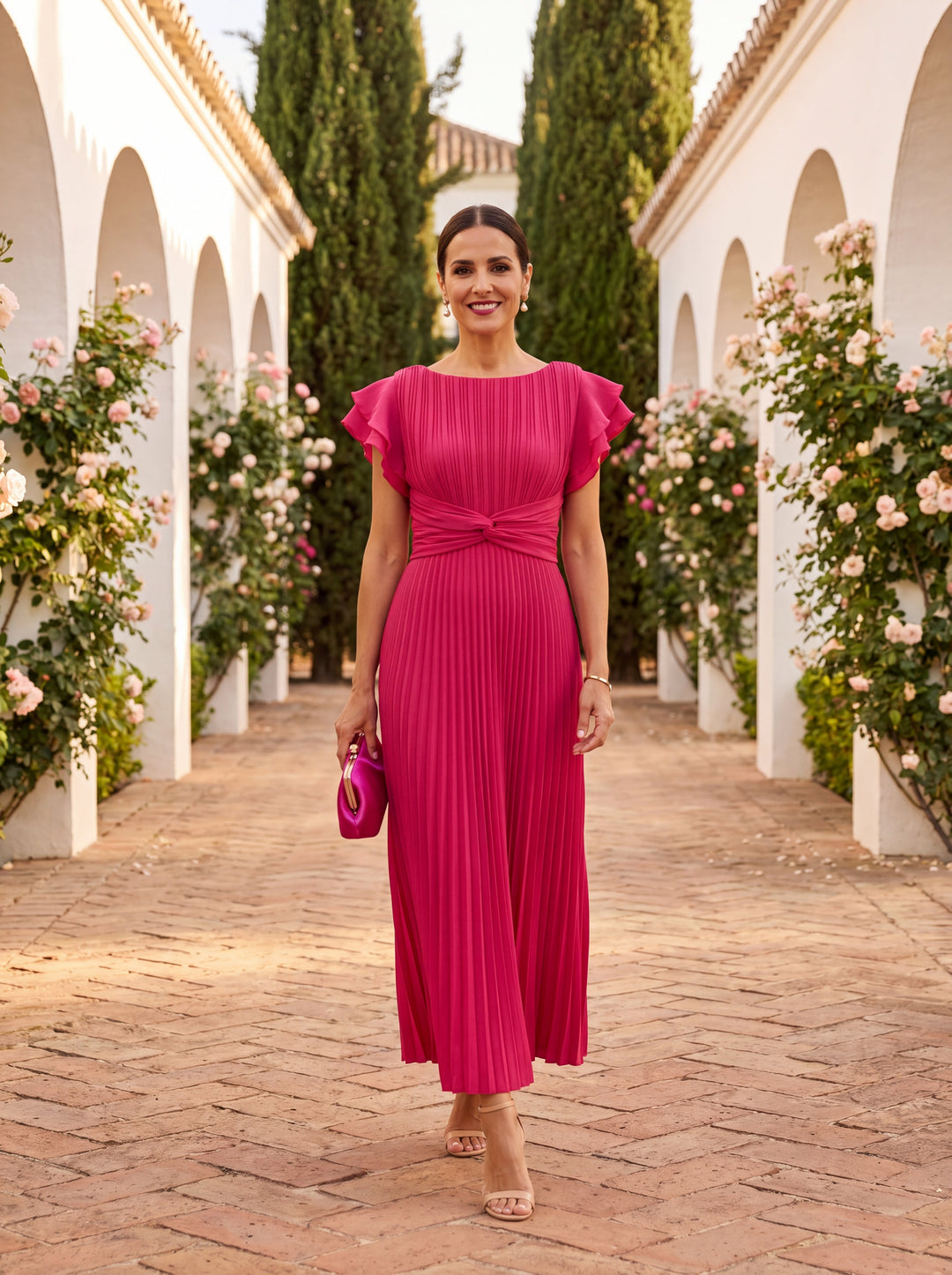Seraphina™ | Women's Pleated Maxi Dress with Tie Waist