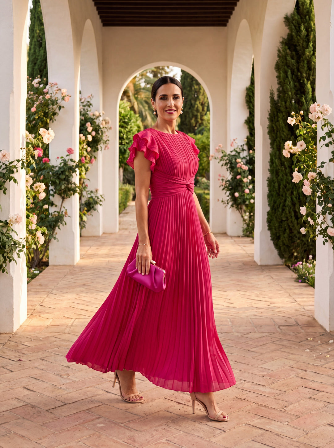 Seraphina™ | Women's Pleated Maxi Dress with Tie Waist