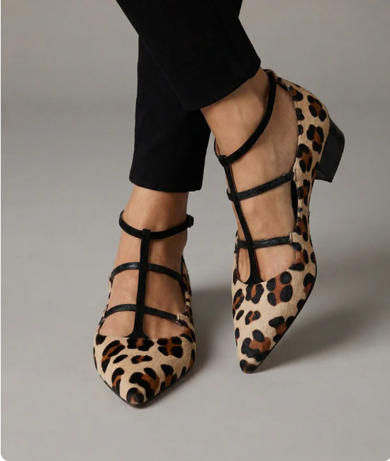 Bridget™ | Women's Heeled Shoes with Leopard Strap